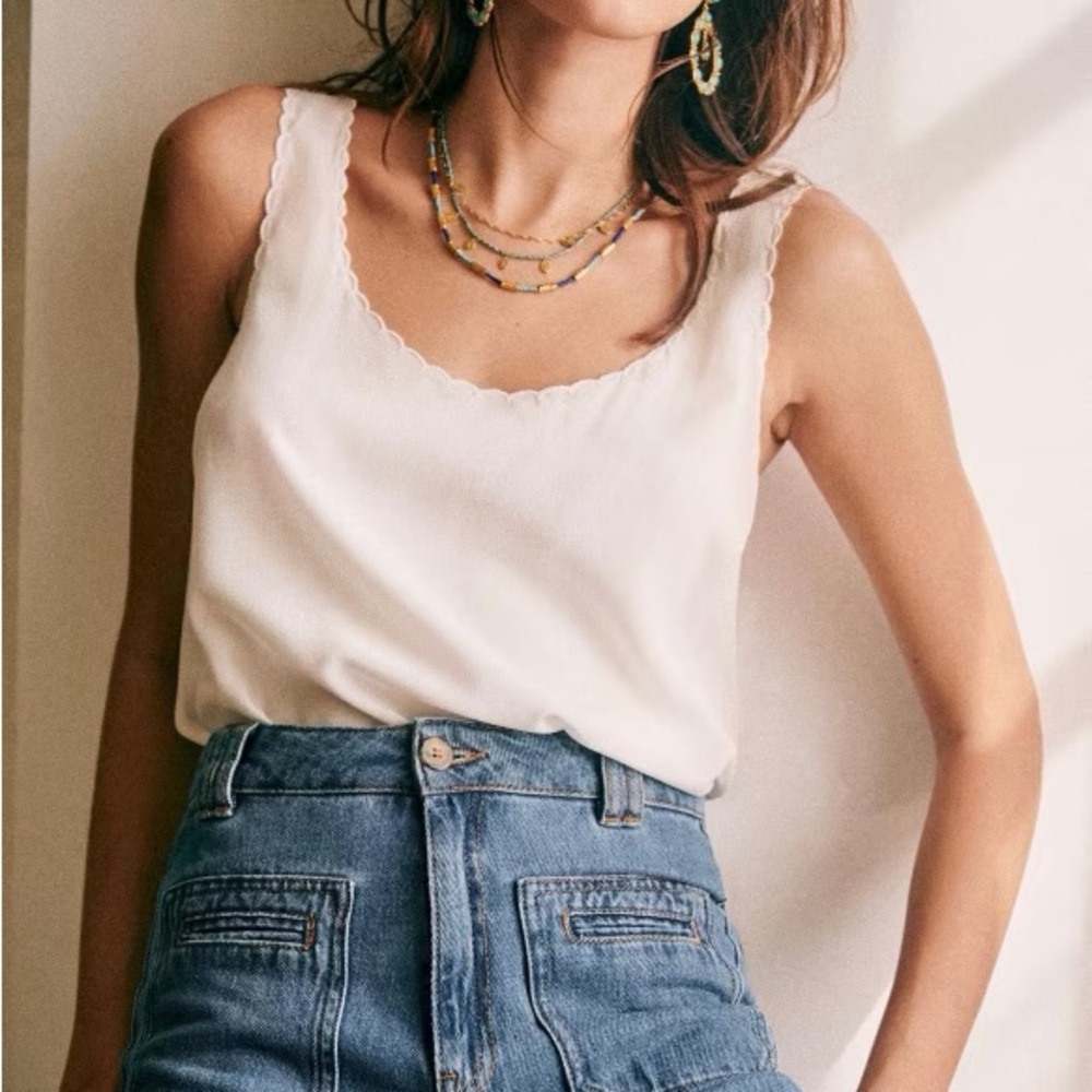 Top Lucie white sezane 34 100% silk